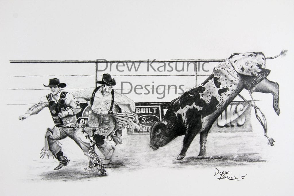 Rodeo Pencil Art by Drew Kasunic Drew Kasunic Designs